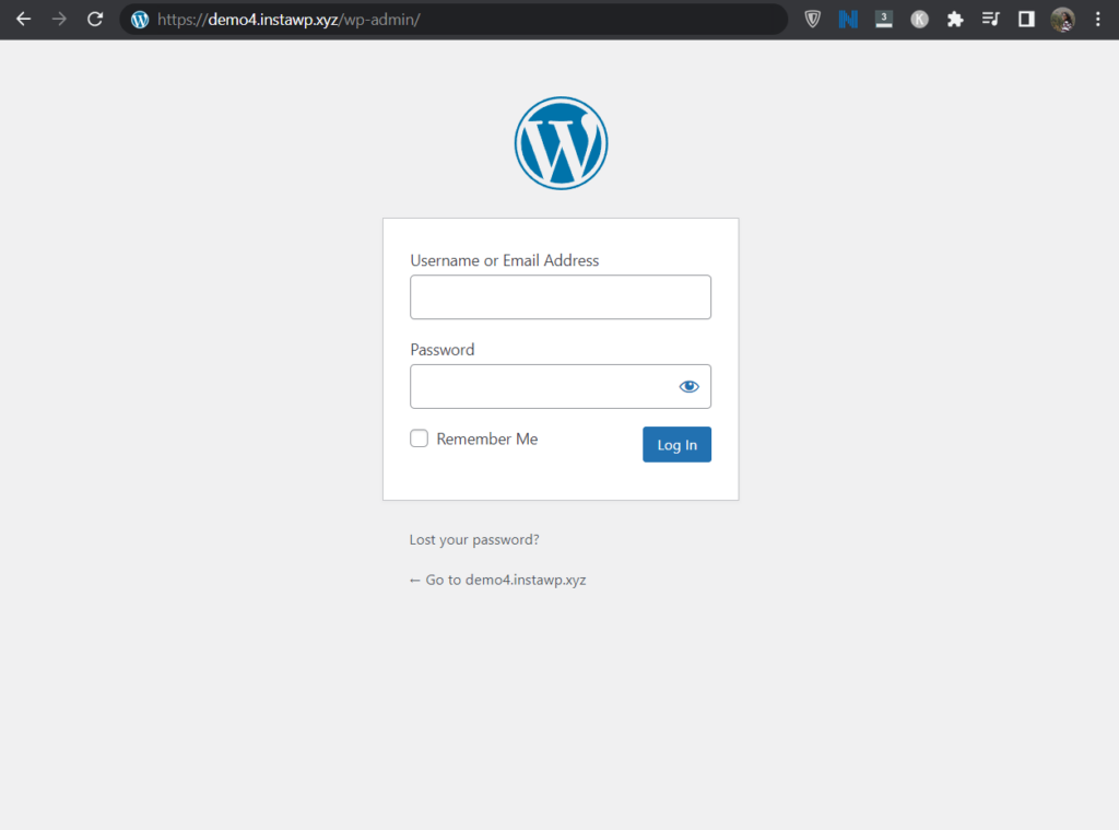 wordpress login page