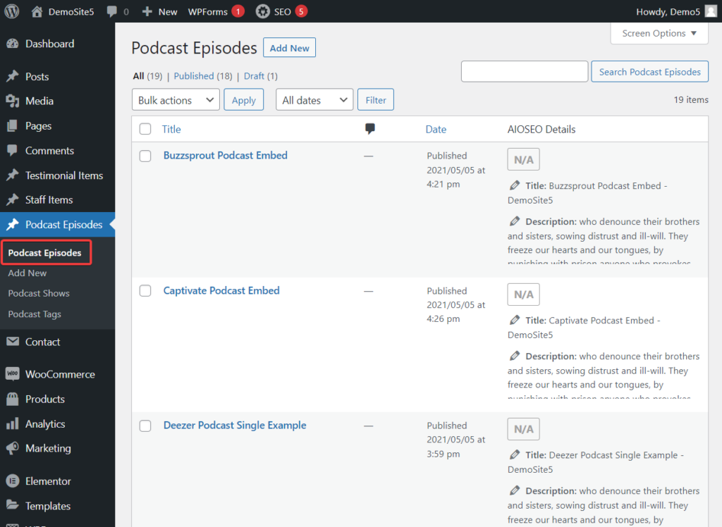 add podcast episodes