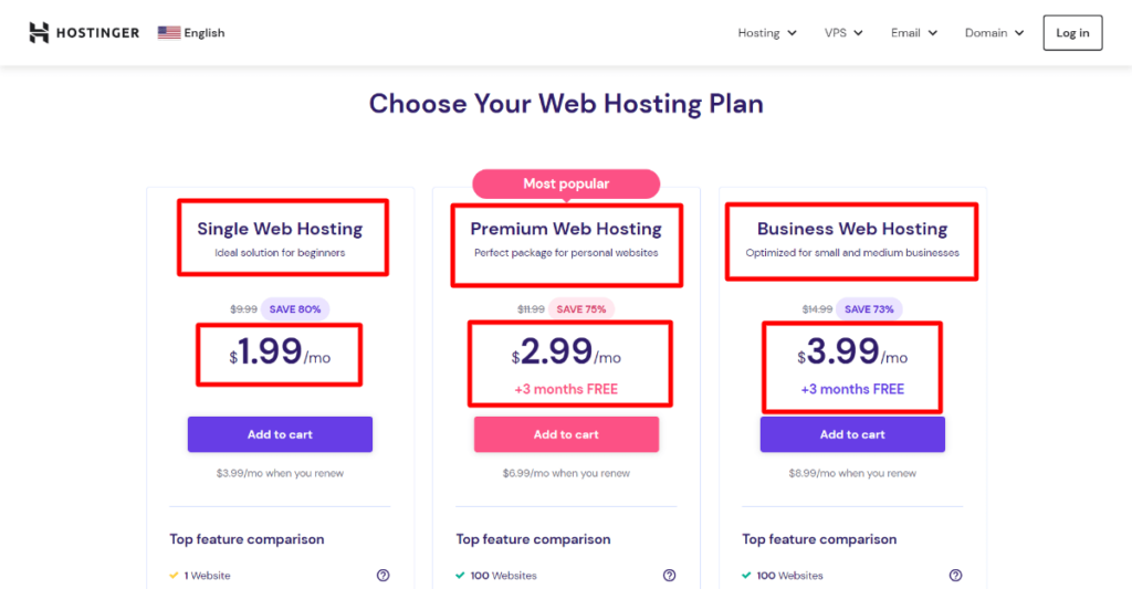 hostinger pricing