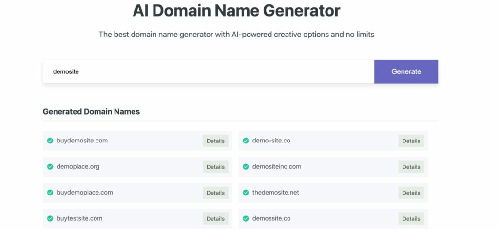 ai domain name generator