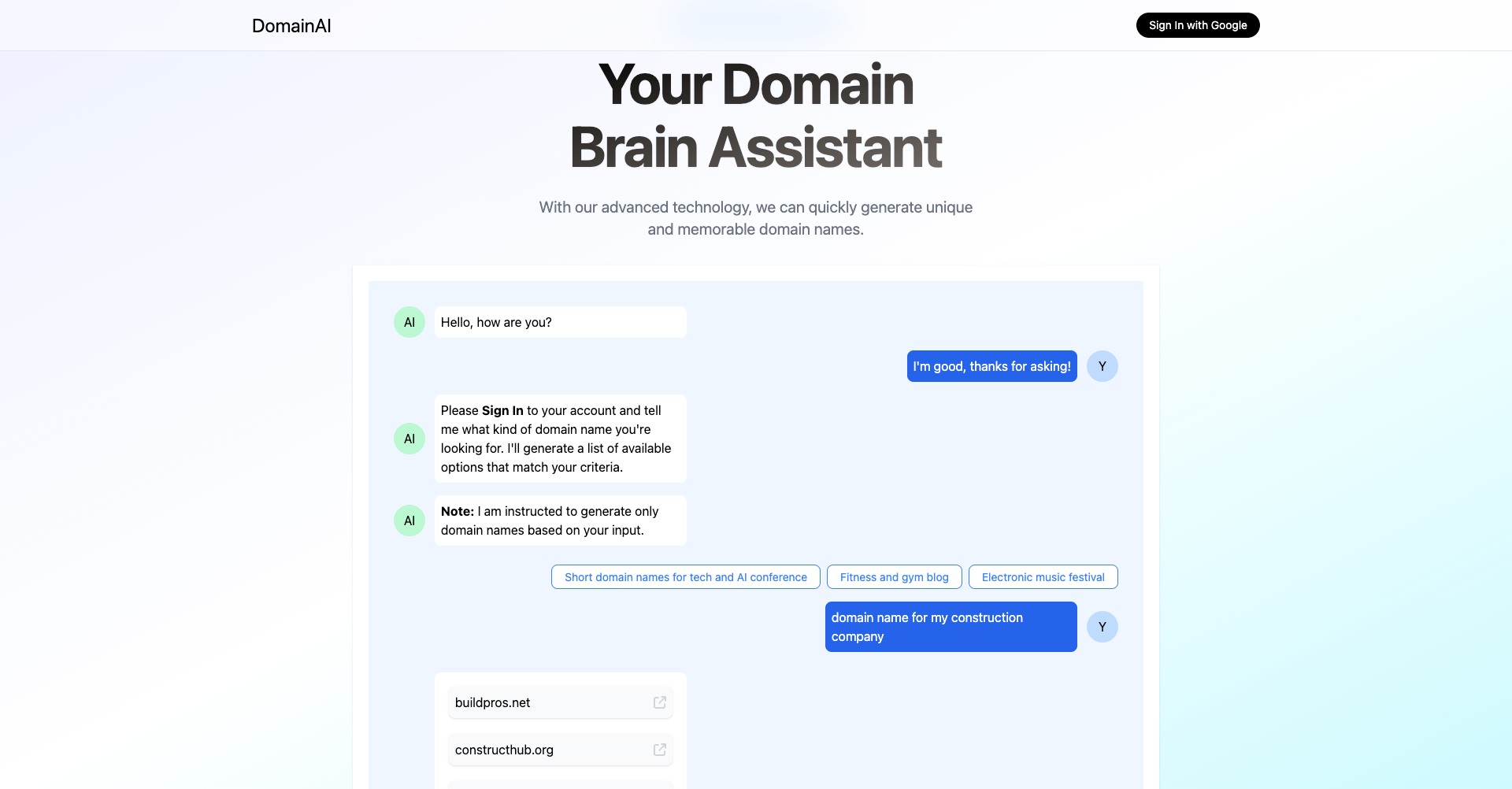 ai domain name generator