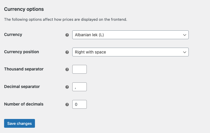 Configure currency and localization