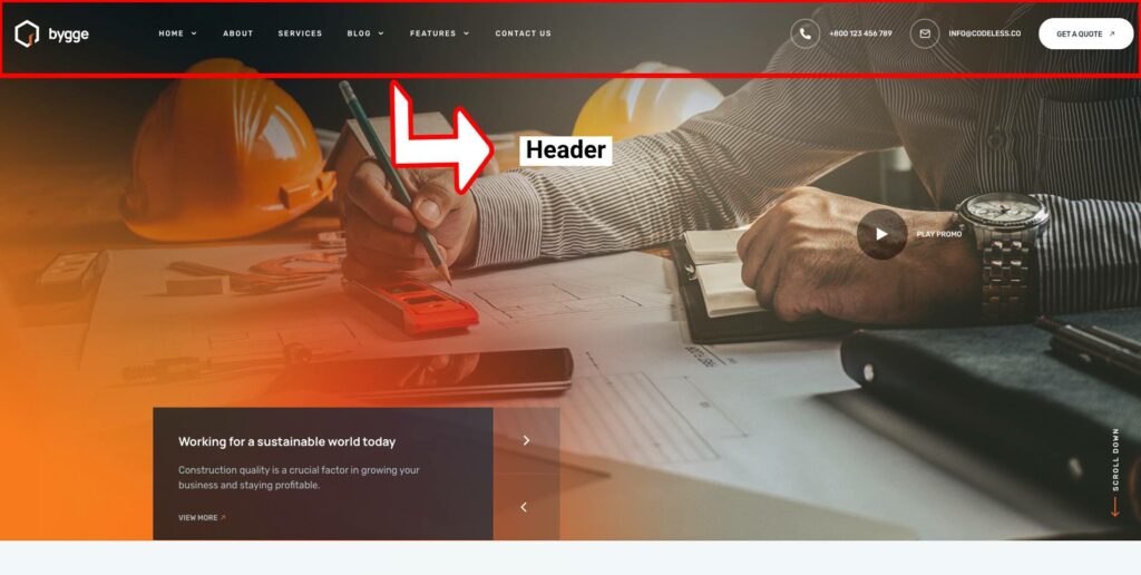 WordPress site header section