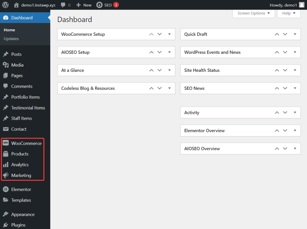 WooCommerce settings