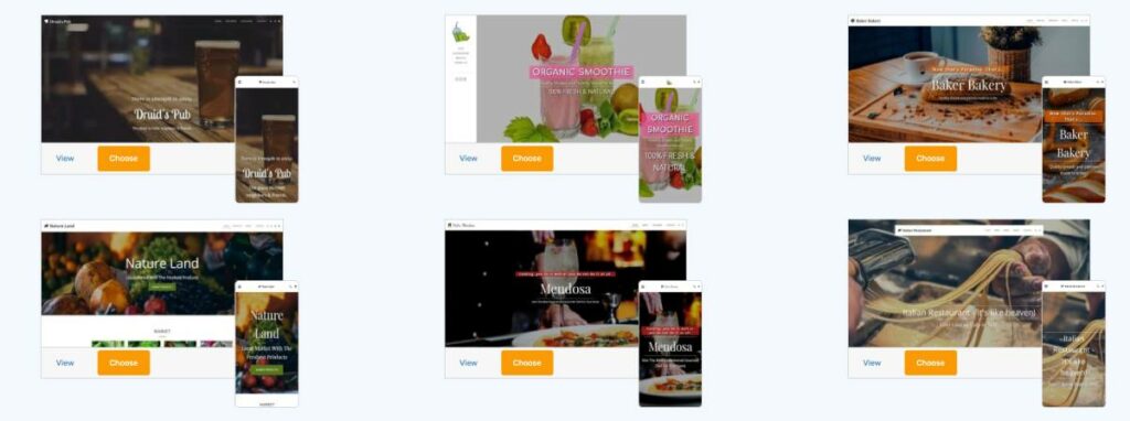 site123 restaurant templates