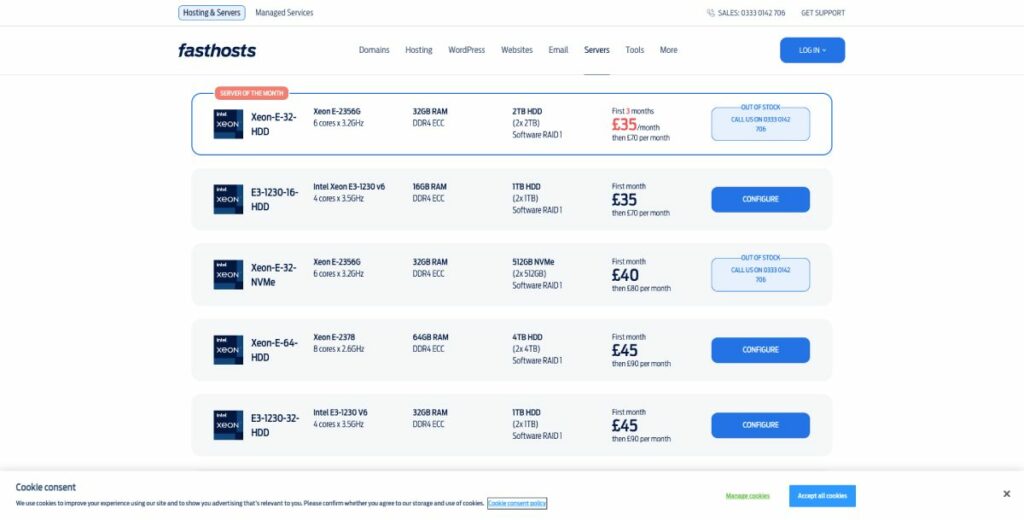 fasts host dedicated server pricing