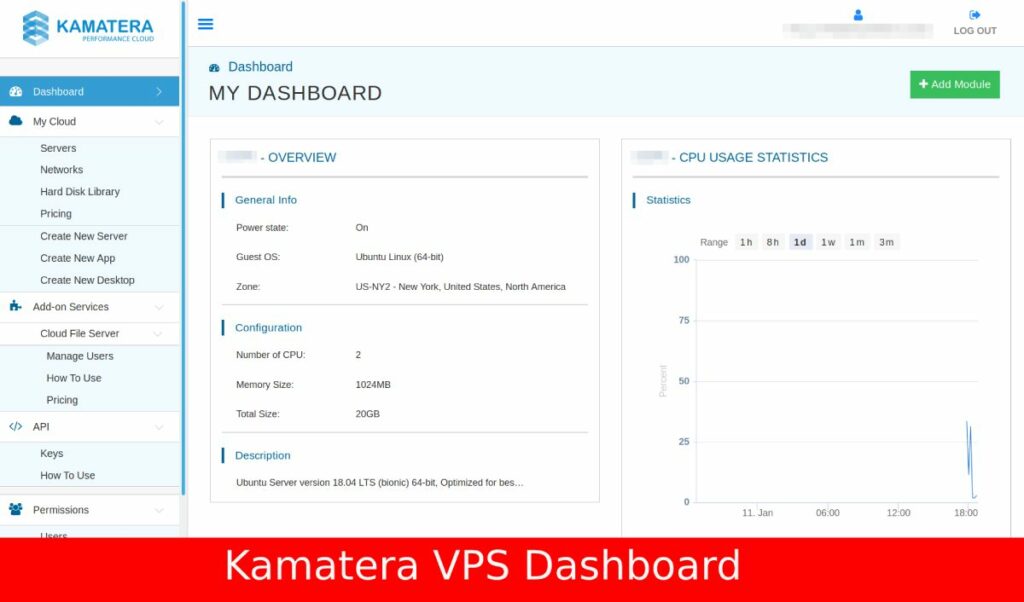 Kamater unmanaged VPS dashboard