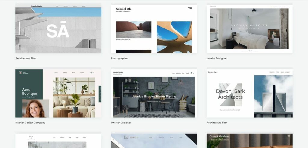 WIX templates for interior design