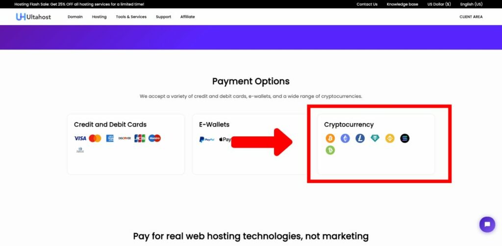Ultahost accept Bitcoin payments