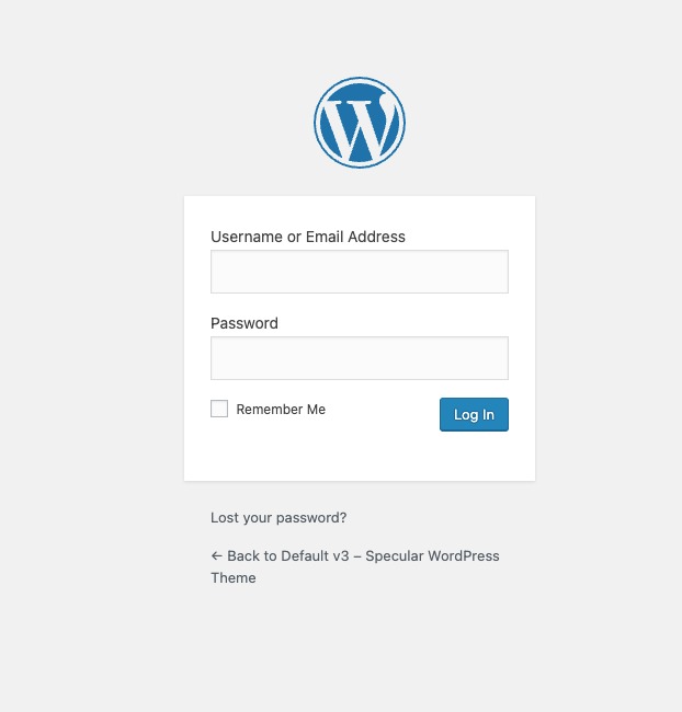 WordPress login page