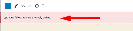 WordPress update failed you are probably offline