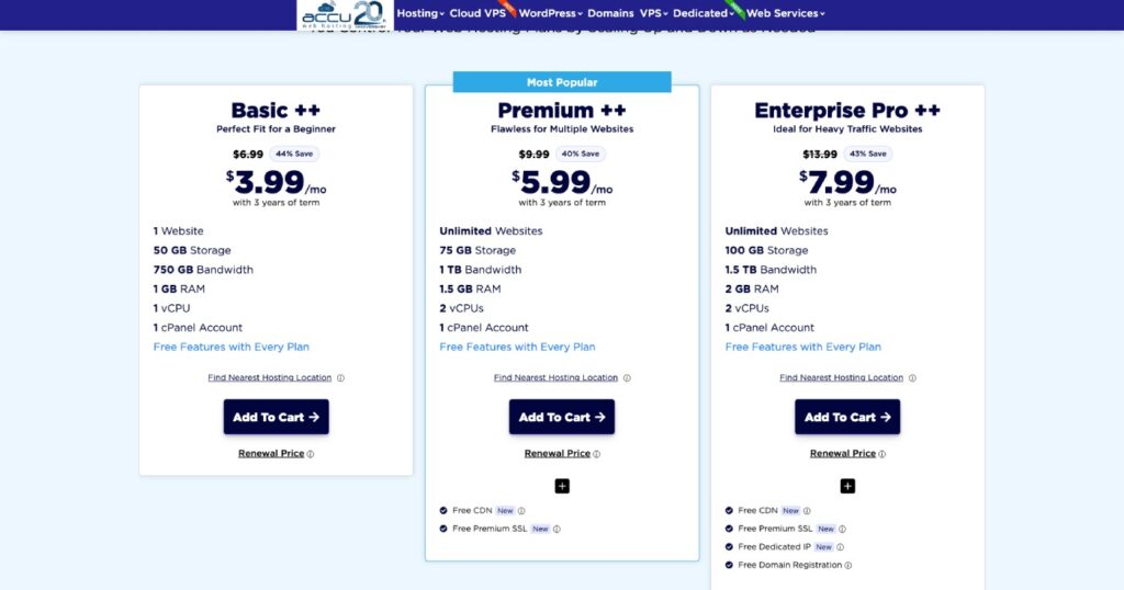 Accuweb hosting pricing