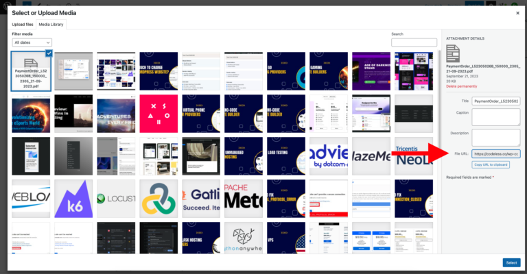 how to link a pdf to an image in wordpress