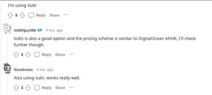 vultr reddit upvotes