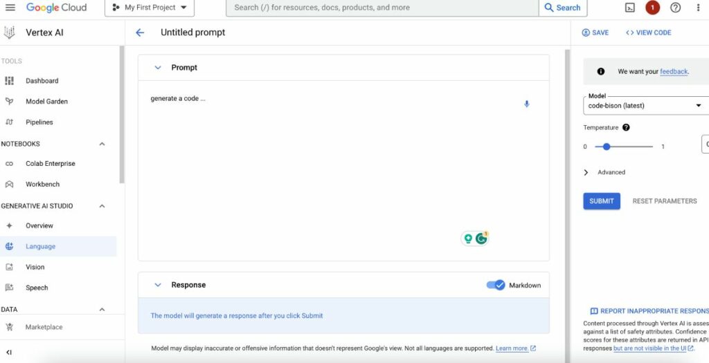 google cloud ai code generator