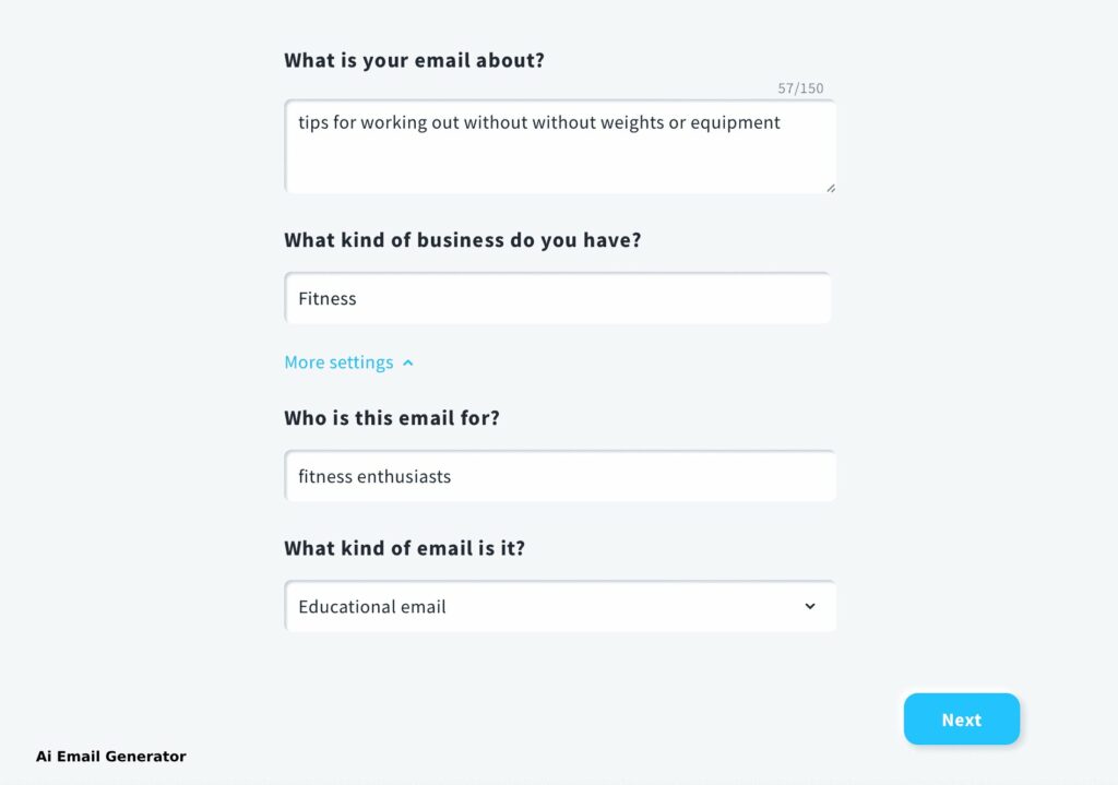 AI Email Generator Dashboard Get Response