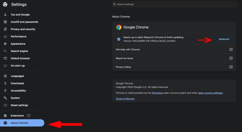 how to update Google Chrome browser