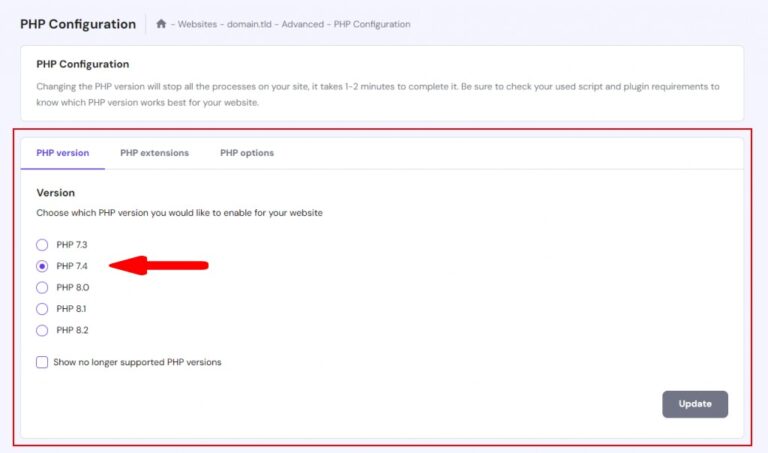 cpanel multiple php versions
